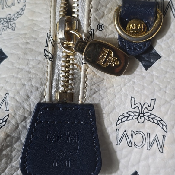 MCM Boston Monogram White Coated Canvas Bag - Picture 10 of 16